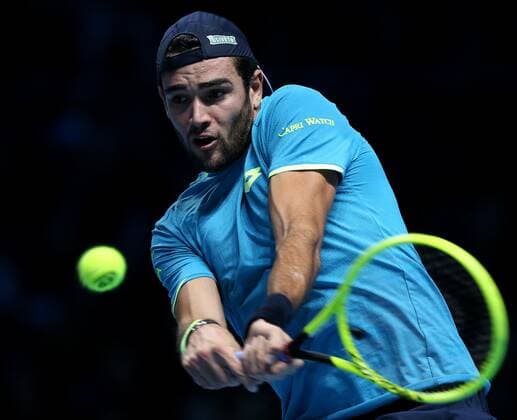 Great Britain, London, O2 Arena - Nitto ATP, Tennis Herren Finals 2019 - DAY 1 - 10 11 2019 Italian player Matteo Berrettini (ITA) pictured during his first round robin match against Novak Djokovic (SRB) in London, O2 Arena at Nitto ATP Finals 2019 TENNIS : ATP Finals - Londres - 10 11 2019 PhotoNews Panoramic 