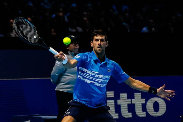 Novak Djokovic of Serbia during his match against Berrettini of Italy on Day One of the Nitto ATP, Tennis Herren World Tour Finals at The O2 Arena on November 10, 2019 in London, England  Copyright: xElenaxLeonix xIPAx xElenaxLeonix 0