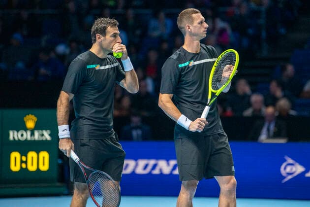ATP, Tennis Herren Finals 2018 LONDRES, LO - 10.11.2019: ATP FINALS 2018 - Dodig &amp; Poladur during ATP Finals men& 39;s les mas match between Kubot &amplo and Dod Dodig &amp; Polasek at the O2na in London, England. (PhotPhoto: Richard Callis Fotoarena) x1828703x  RichardxCallis