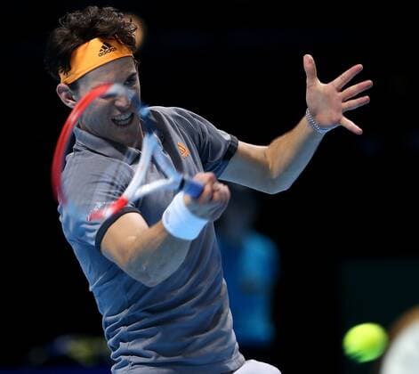 Great Britain, London, O2 Arena - Nitto ATP, Tennis Herren Finals 2019 - DAY 1 - 10 11 2019 Austrian Player Dominic Thiem (AUT) pictured pictured during his first round robin match against Roger Federer (SUI) in London, O2 Arena at Nitto ATP Finals 2019 TENNIS : ATP Finals - Londres - 10 11 2019 PhotoNews Panoramic 