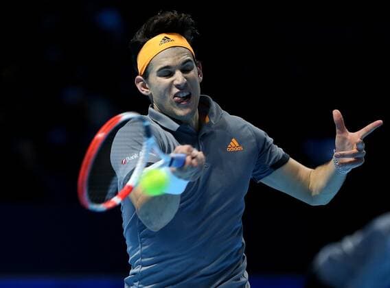 Great Britain, London, O2 Arena - Nitto ATP, Tennis Herren Finals 2019 - DAY 1 - 10 11 2019 Austrian Player Dominic Thiem (AUT) pictured pictured during his first round robin match against Roger Federer (SUI) in London, O2 Arena at Nitto ATP Finals 2019 TENNIS : ATP Finals - Londres - 10 11 2019 PhotoNews Panoramic 
