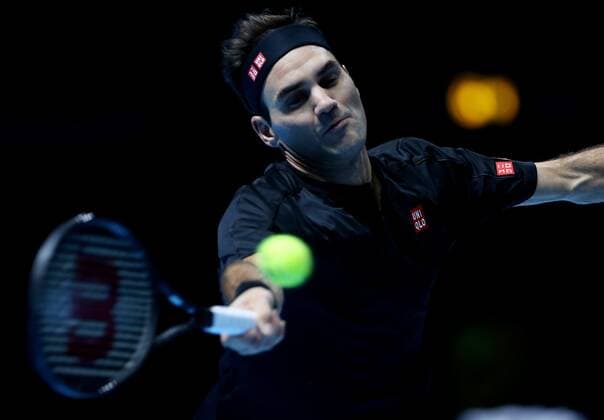 Great Britain, London, O2 Arena - Nitto ATP, Tennis Herren Finals 2019 - DAY 1 - 10 11 2019 Swiss player Roger Federer (SUI) pictured pictured during his first round robin match against Dominic Thiem (AUT) in London, O2 Arena at Nitto ATP Finals 2019 TENNIS : ATP Finals - Londres - 10 11 2019 PhotoNews Panoramic 