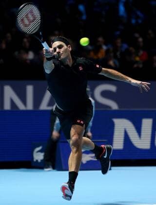 Great Britain, London, O2 Arena - Nitto ATP, Tennis Herren Finals 2019 - DAY 1 - 10 11 2019 Swiss player Roger Federer (SUI) pictured pictured during his first round robin match against Dominic Thiem (AUT) in London, O2 Arena at Nitto ATP Finals 2019 TENNIS : ATP Finals - Londres - 10 11 2019 PhotoNews Panoramic 