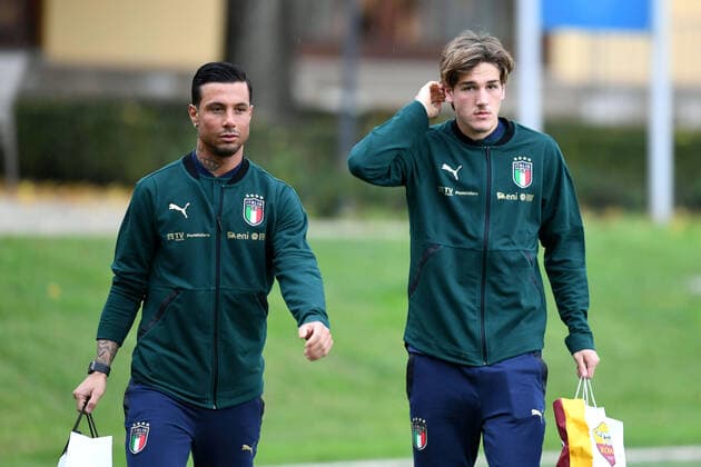 Fußball, Nationalteam Italien Training Photo LaPresse - Jennifer Lorenzini 11 November 2019 Firenze (Italy) Soccer Italy Italian Football meeting - "Coverciano" - Training In the pic: Armando Izzo, Nicolo Zaniolo  Copyright: xLaPresse JenniferxLorenzinix