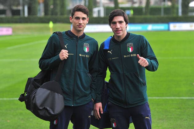 Fußball, Nationalteam Italien Training Photo LaPresse - Jennifer Lorenzini 11 November 2019 Firenze (Italy) Soccer Italy Italian Football meeting - "Coverciano" - Training In the pic: Andrea Cistana, Sandro Tonali  Copyright: xLaPresse JenniferxLorenzinix