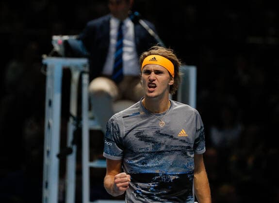 11th November 2019; O2 Arena, London, England; Nitto ATP, Tennis Herren Tennis Finals; Alexander Zverev (GER) shows emotion in his match against Rafael Nadal (ESP) - Editorial Use  ActionPlus12187322 HongboxChen