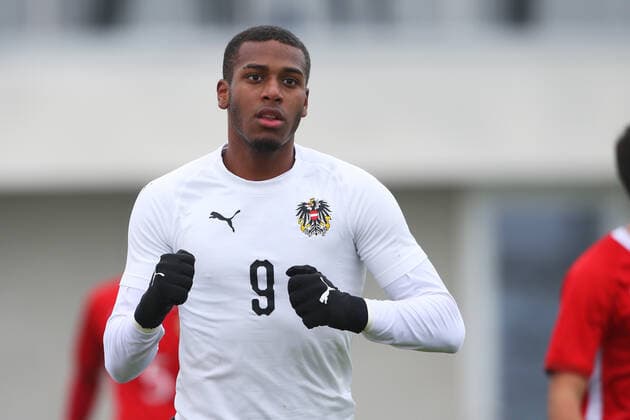 SOCCER - EC qualification, OEFB, U19, AUT vs GIB STRASSWALCHEN,AUSTRIA,14.NOV.19 - SOCCER - European Championships qualification, OEFB international match, Länderspiel, Nationalmannschaft under 19, Austria vs Gibralta. Image shows the rejoicing of Marlon Mustapha (AUT). GEPAxpictures xMathiasxMandl