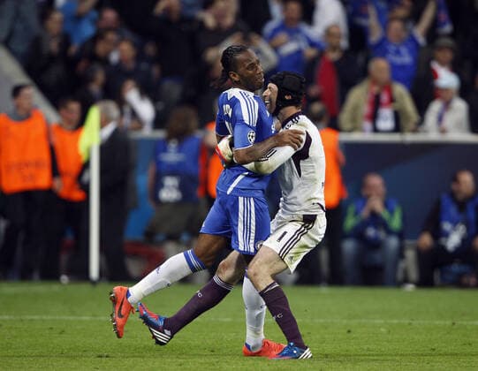 Petr Cech & Didier Drogba Celebrate The Winnig Penalty Bayern Munich V Chelsea FC Uefa Champions League Final 2012 Football Arena Munchen Allianz Arena, Munich, Germany 19 May 2012  Copyright: MaryxEvansxAllstarxRichardxSellers 12535162 editorial use only