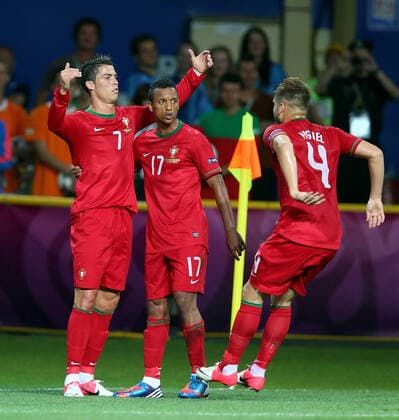 Cristiano Ronaldo, Nani & Miguel Veloso Portugal V Holland Euro 2012 Euro 2012 Portugal V Holland Metalist Stadium, Kharkiv, Ukraine 17 June 2012  Copyright: MaryxEvansxAllstarxStewartxKendall 12536530 editorial use only