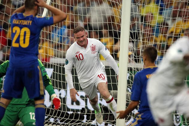 Wayne Rooney Celebrates Opener England V Ukraine Euro 2012 Euro 2012 England V Ukraine Donbass Arena, Donetsk, Ukraine 19 June 2012  Copyright: MaryxEvansxAllstarxRichardxSellers 12536824 editorial use only