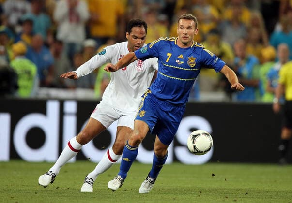 Joleon Lescott & Andriy Shevchenko England V Ukraine Euro 2012 Euro 2012 England V Ukraine Donbass Arena, Donetsk, Ukraine 19 June 2012  Copyright: MaryxEvansxAllstarxRichardxSellers 12536863 editorial use only