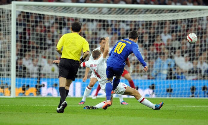 Levgenii Konoplianka Scores England V Ukraine England V Ukraine, FIFA World Cup, WM, Weltmeisterschaft, Fussball 2014 Qualifier Wembley Stadium, London, England 11 September 2012  Copyright: MaryxEvansxAllstarxMichalxMayhew 12540736 editorial use only