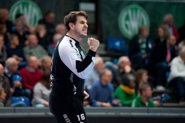 Minden, Germany 14 11 2019 1 Handball Bundesliga 2019 2020 GWD Minden vs MT Melsungen Nebojsa Simic Melsungen Minden North Rhine-Westphalia Germany Kampa Halle