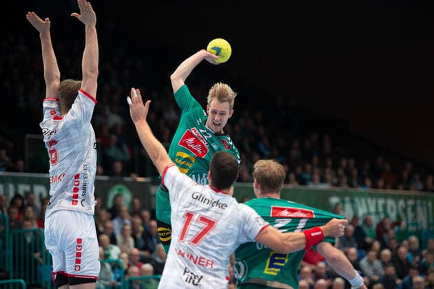Minden, Germany 14 11 2019 1 Handball Bundesliga 2019 2020 GWD Minden vs MT Melsungen M Marian Michalczik Minden Minden North Rhine-Westphalia Germany Kampa Halle