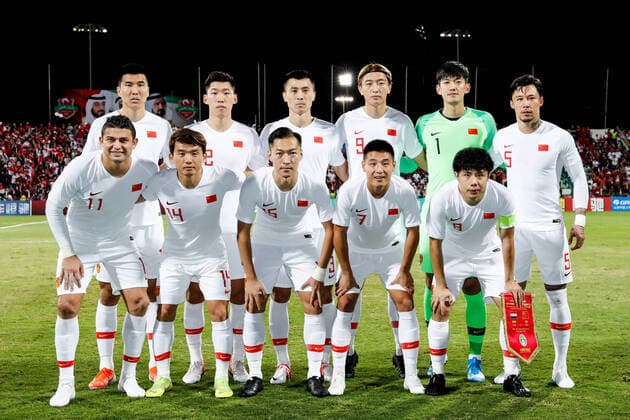 DUBAI, UNITED ARAB EMIRATES - NOVEMBER 14: Players of China line up prior to the FIFA World Cup, WM, Weltmeisterschaft, Fussball Asian Qualifier 2nd Round match between Syria and China at the Maktoum Bin Rashid Al Maktoum Stadium on November 14, 2019 in Dubai, United Arab Emirates.  Copyright: xVCGx CFP111259277433 