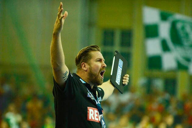 1 Handball Bundesliga 2019 2020, Match 1 13 112, 13 Matchday, SC DHfK Leipzig vs Rhein Neckar Löwen 14 11 2019 Oliver Roggisch Rhein Neckar Loewen gesticulated at Handball Bundesliga Match Leipzig vs Rhein Neckar Löwen 14 11 2019 Leipzig Sachsen Deutschland Arena Leipzig Am Sportforum 2