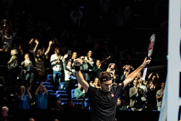 Sport Bilder des Tages Roger Federer of Switzerland plays against Novak Djokovic of Serbia on Day five of the Nitto ATP, Tennis Herren World Tour Finals at The O2 Arena on November 14, 2019 in London, England  Copyright: xElenaxLeonix xIPAx xElenaxLeonix 0
