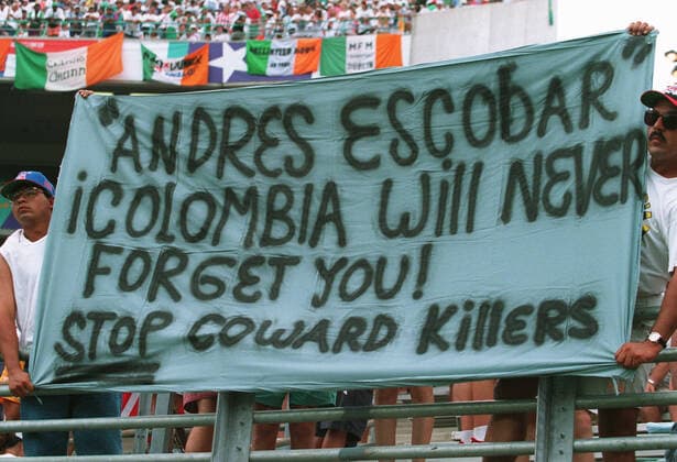 Andres Escobar Banner World Cup 1994 11 July 1994  Copyright: MaryxEvansxAllstarxRichardxSellers 12101857 editorial use only