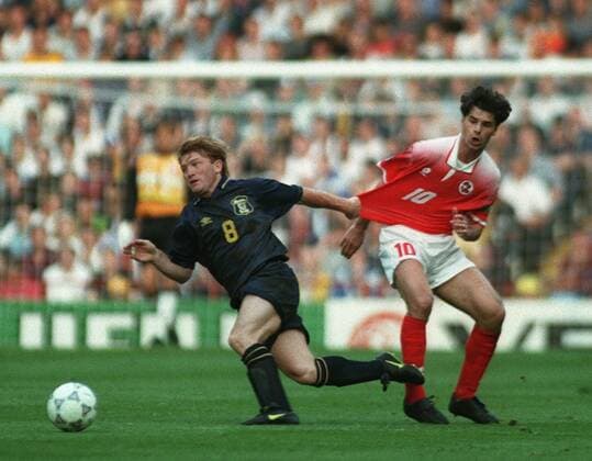 Stuart Mccall & Ciriaco Sforza Scotland V Switzerland 18 June 1996  Copyright: MaryxEvansxAllstarxStewartxKendall 12113015 editorial use only