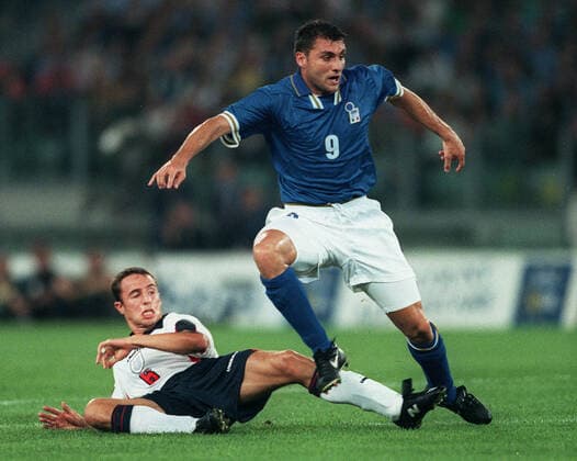 Gareth Southgate & Vieri Italy V England 11 October 1997  Copyright: MaryxEvansxAllstarxStewartxKendall 12121512 editorial use only