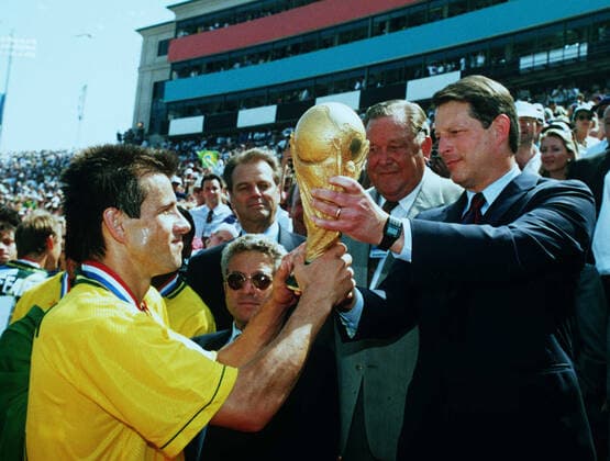 Dunga Receives World Cup From Us Vice President Al Gore 17 July 1994  Copyright: MaryxEvansxAllstar 12122201 editorial use only