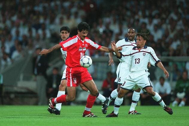 Daei Ali & Cobi Jones Usa V Iran 25 June 1998  Copyright: MaryxEvansxAllstarxStewartxKendall 12126990 editorial use only