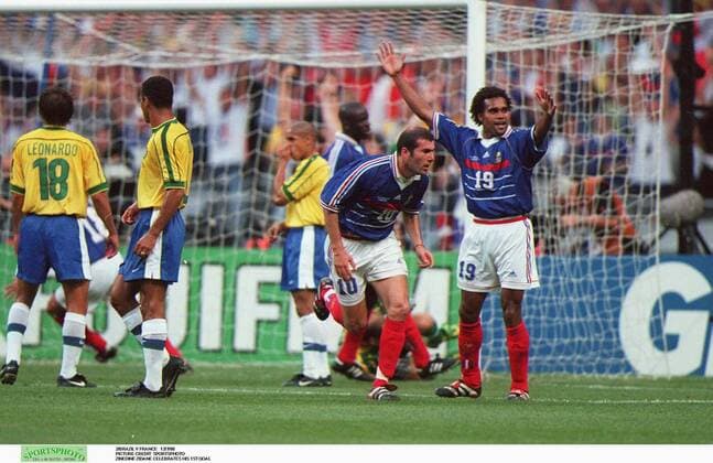 Zidane Celebrates Opening Goal Brazil V France 12 July 1998  Copyright: MaryxEvansxAllstarxStewartxKendall 12129362 editorial use only