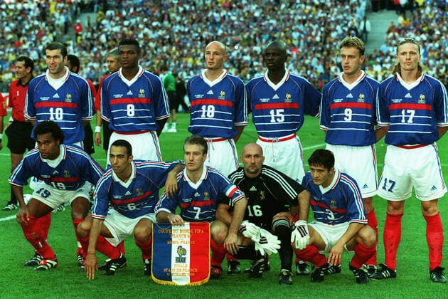France Team Line-Up For Final Brazil V France 12 July 1998  Copyright: MaryxEvansxAllstarxRichardxSellers 12129472 editorial use only
