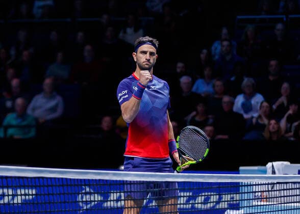 Tennis - 2019 Nitto ATP, Tennis Herren Finals at The O2 - Day Six Doubles Group Max Mirnyi: Juan Sebastien Cabal (COL) & Robert Farah (CAN) Vs. Kevin Krawietz (GER) & Andreas Mies (GER) Robert Farah (COL) celebrates COLORSPORT DANIEL BEARHAM  csp_ATPFls_D6_151119_