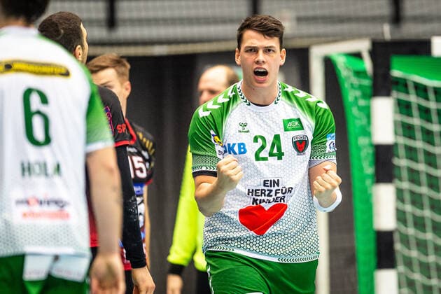 191116 Füchse Berlins Frederik Simak rejoices during the handball match in the EHF Cup between HK Malmö and Füchse Berlin on November 16, 2019 in Malmö,  Copyright: CHRISTOFFERxBORGxMATTISSON BB191116BB428