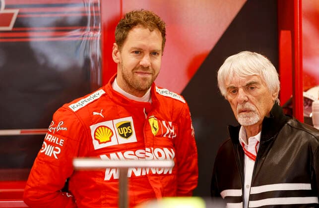 Motorsports: FIA Formula One World Championship, WM, Weltmeisterschaft 2019, Grand Prix of Brazil, 5 Sebastian Vettel (GER, Scuderia Ferrari Mission Winnow) and Bernie Ecclestone (GBR), Sao Paulo Brazil