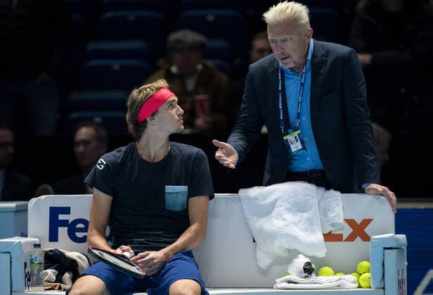 Former German Tennis player BORIS BECKER with Alexander ZVEREV (Germany) during practice session during the Nitto ATP, Tennis Herren Finals Tennis London Day 6 at the O2, London, England on 15 November 2019. Copyright: xAndyxRowlandx PMI-3201-0047