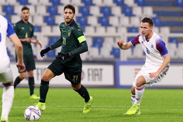 Photo Paola Garbuio LaPresse November 16, 2019 Ferrara, Italy soccer Italia vs Islanda,European Qualification Under 21 - 2021 - Stadio paolo Mazza In the pic:lucatelli,hauxsson  Copyright: xPaolaxGarbuio LaPressex