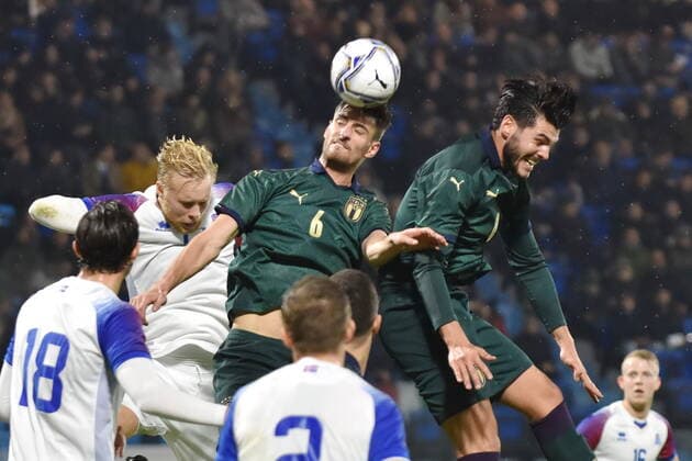 November 16, 2019, Ferrara, Italy: gabbia and sottil Italyduring European 2021 Qualifiers - Group 1 - Italy Vs Island, Italian Football Team in Ferrara, Italy, November 16 2019 - LPS Italian Football Team European 2021 Qualifiers - Group 1 - Italy Vs Island  - ZUMAl164 20191116_zsa_l164_042 Copyright: xAlessioxTarpinix