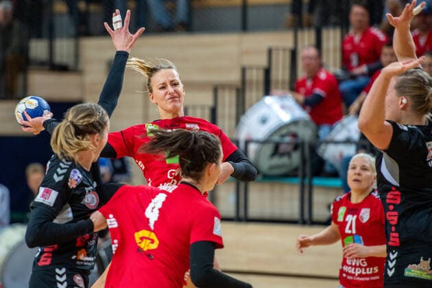 Lea Gruber SV Union Halle wins and scores a goal SV Union Halle Neustadt Wildcats vs. HL Buchholz 08 Rosengarten Handball 2 Bundesliga season 2019 2020 Copyright xVIADATAx xHolgerxJohnx Halle Saale Sachsen Anhalt Germany