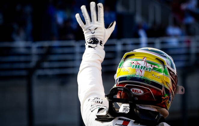 Treino classificatório GP Brasil F1 2019 SÃO PAULO, SP - 16.11.2019: TREINO CLASSIFICATÓRIO GP BRASIL F1 2019 - It will happen on Saturday (16), the qualifying training for GP Brazil Formula 1 2019, at the Interlagos racetrack, south of São Paulo. The race will take place tomorrow Sunday (17), with Mercedes driver Lewis Hamilton already champion for the sixth time. In the photo, the already champion Mercedes Hamilton Lewis, who will start in the third position of the starting grid, on Sunday (17). (Photo: Aloisio Mauricio Fotoarena) x1832372x  AloisioxMauricio
