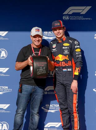 Motorsports: FIA Formula One World Championship, WM, Weltmeisterschaft 2019, Grand Prix of Brazil, Rubens Barricello and 33 Max Verstappen (NLD, Aston Martin Red Bull Racing), Sao Paulo Brazil