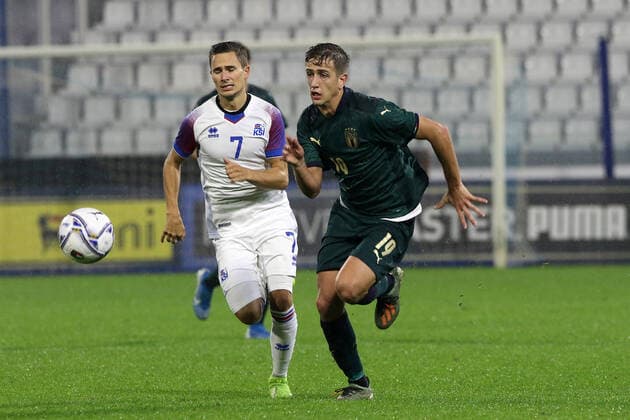 Photo Paola Garbuio LaPresse November 16, 2019 Ferrara, Italy soccer Italia vs Islanda,European Qualification Under 21 - 2021 - Stadio paolo Mazza In the pic:marco sala,jonsson  Copyright: xPaolaxGarbuio LaPressex