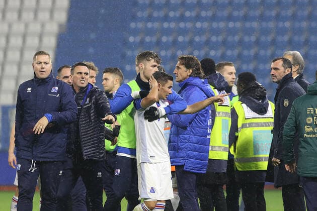 Photo Paola Garbuio LaPresse November 16, 2019 Ferrara, Italy soccer Italia vs Islanda,European Qualification Under 21 - 2021 - Stadio paolo Mazza In the pic: argue final whistle  Copyright: xPaolaxGarbuio LaPressex