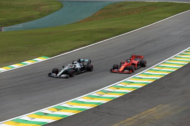 Photo4 LaPresse 16 11 2019 Sao Paulo, Brazil Grand Prix Formula One Brazil 2019 In the pic: Lewis Hamilton (GBR) Mercedes AMG F1 W10 and Sebastian Vettel (GER) Scuderia Ferrari SF90  Copyright: xPhoto4 LaPressex