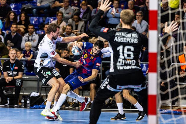 November 16, 2019, Barcelona, Barcelona, Spain: Raul Entrerrios, 9 player of FC Barcelona, Barca Handbol from Spain, during the VELUX EHF Champions League match between FC Barcelona and Aalborg Handbold on November 16, 2019 at Palau Blaugrana, in Barcelona, Spain. Handball: VELUX EHF Champions League - FC Barcelona v Aalborg Handbold - ZUMAa181 20191116_zaa_a181_045 Copyright: xAFP7x