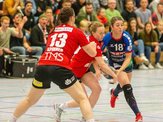 Carolin Spinner HSG Freiburg 13 , Rebecca Duerr HSG Freiburg 10 and Lea Neubrander SG H2Ku Herrenberg 18 HSG Freiburg SG H2Ku Herrenberg, Women, Handball, 2 Bundesliga, 9 Matchday, Season 2019 2020, 16 11 2019, GER, HSG Freiburg SG H2Ku Herrenberg, Women, Handball, 2 Bundesliga, 9 Matchday, Season 2019 2020, 16 11 2019, Freiburg Breisgau Copyright: xEibner-Pressefoto DimitrixDrofitx EP_ddh