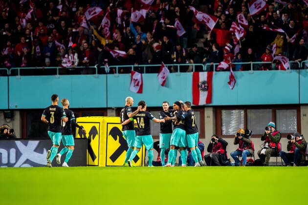 16 11 2019, Ernst Happel Stadion, Vienna, AUT, UEFA EM qualification, Austria vs. North Macedonia, Group G, in the picture Goal celebration of Austria during the UEFA European Championship qualification, group G match between Austria and North Macedonia at the Ernst Happel Stadion in Vienna, Austria on 2019 11 16 Vienna  EP_ang