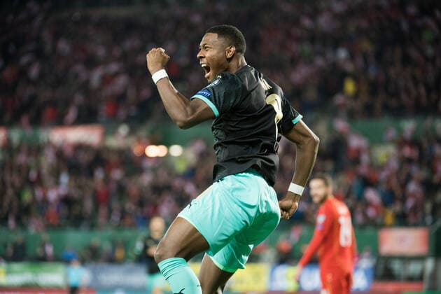 16 11 2019, Ernst Happel Stadion, Vienna, AUT, UEFA EM qualification, Austria vs. North Macedonia, Group G, in picture goal celebration after 1 0 by David Alaba AUT during the UEFA European Championship qualification, group G match between Austria and North Macedonia at the Ernst Happel Stadion in Vienna, Austria on 2019 11 16 Vienna  EP_gru