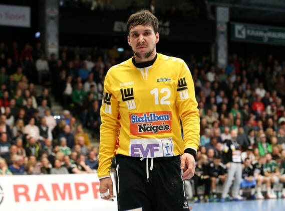 17 11 2019, Germany, Göppingen, Handball Bundesliga Season 2019 2020 FRESH TO Göppingen vs. HBW Balingen Weilstetten Daniel Rebmann FAG disappointed