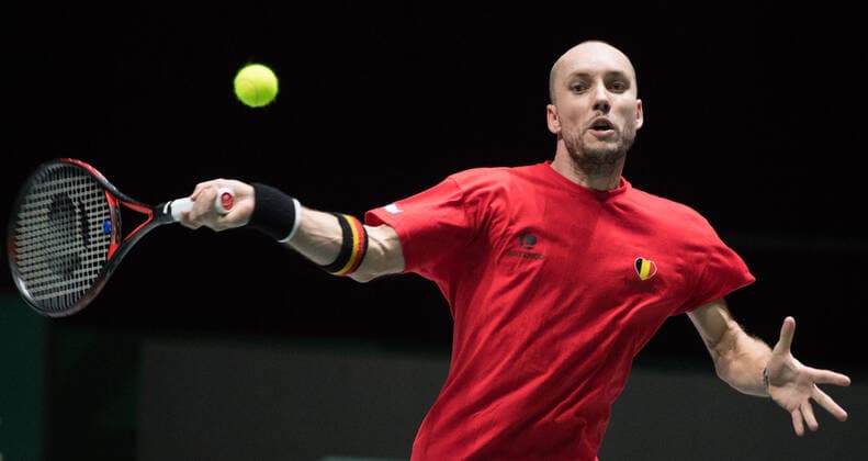 Belgian Steve Darcis pictured in action during a training session ahead of the group stage of the Davis Cup World Group tennis between Colombia and Belgium, Sunday 17 November 2019, in Madrid, Spain. BENOITxDOPPAGNExPOOL  x2429555x
