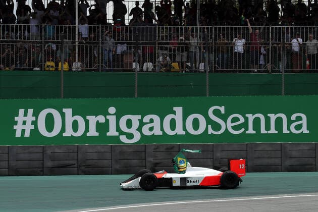 Photo4 LaPresse 17 11 2019 Sao Paulo, Brazil Grand Prix Formula One Brazil 2019 In the pic: Bruno Senna (BRA) in the 1988 McLaren MP4 4 raced by Ayrton Senna.  Copyright: xPhoto4 LaPressex