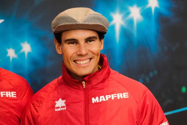 Three Davis Cup tennis players to be played in Madrid, including Rafa Nadal, at the community stand in Madrid, Spain. TENNIS : Conference de presse - Coupe Davis - Espagne - Madrid - 17 11 2019 AntonioNava Panoramic 