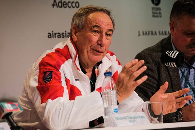 Shamil Tarpischev (capitaine russe) TENNIS : Conference de presse - Coupe Davis - Madrid - 17 11 2019 AntonioNava Panoramic 