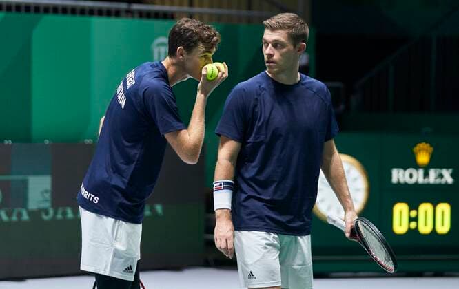 MADRID, SPAIN NOVEMBER 17 Jamie Murray and Neal Skupski of Great Britain during a training session of Davis Cup by Rakuten Madrid Finals 2019 at Caja Magica on November 17, 2019 in Madrid, Spain Photo by Diego Souto Kosmos Tennis Cordon Press  xDiegoxSoutox xDavisxCupxbyxRakutenxMadridxFinalsx2019.xMadrid.xCajaxM?gica.x18-24xNovemberx